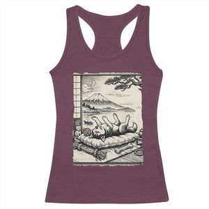 Vintage Japanese Ukiyoe Siberian Husky Racerback Tank Top Cute Sleeping Animal Gift TS12 Maroon Print Your Wear