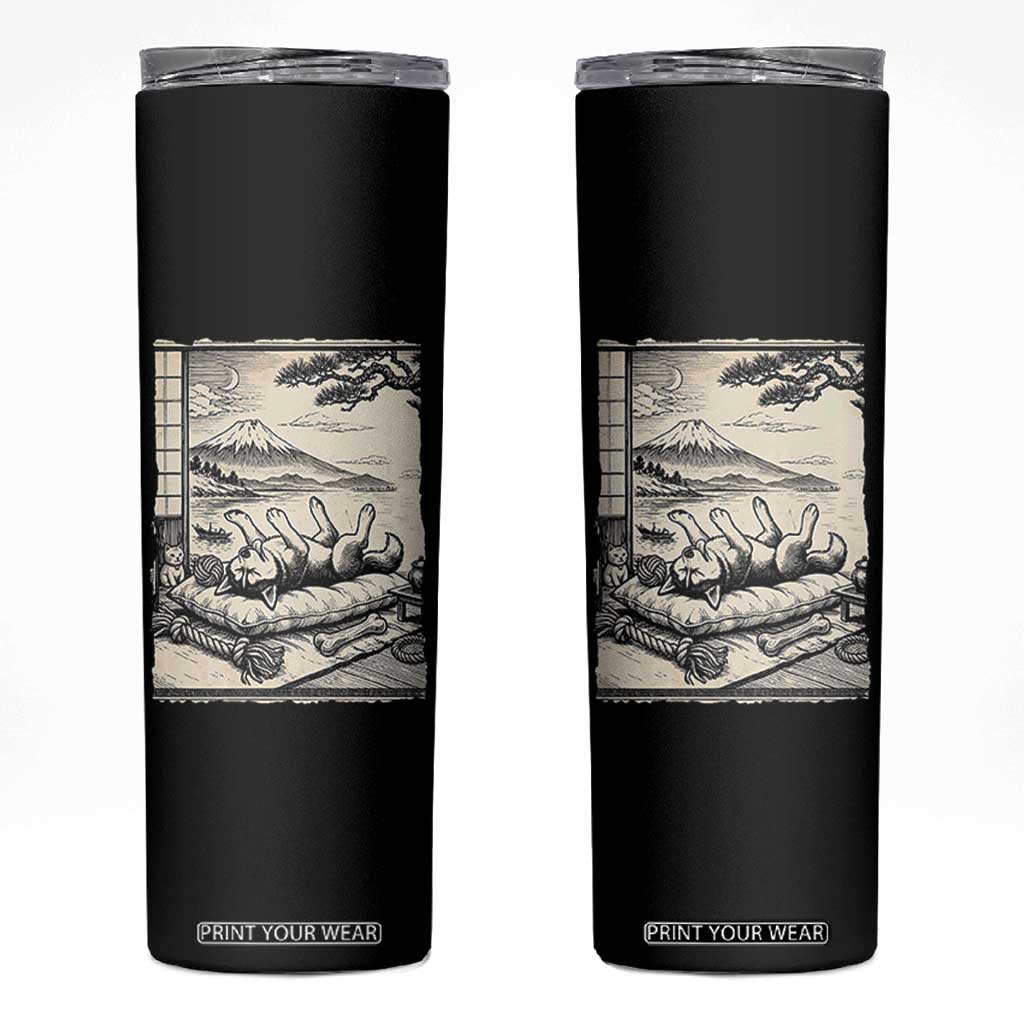 Vintage Japanese Ukiyoe Siberian Husky Skinny Tumbler Cute Sleeping Animal Gift TS12 Black Print Your Wear