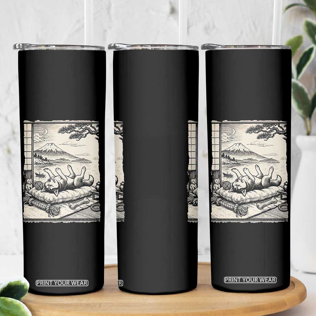 Vintage Japanese Ukiyoe Siberian Husky Skinny Tumbler Cute Sleeping Animal Gift TS12 Print Your Wear