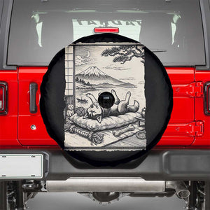 Vintage Japanese Ukiyoe Siberian Husky Spare Tire Cover Cute Sleeping Animal Gift TS12 Black Print Your Wear