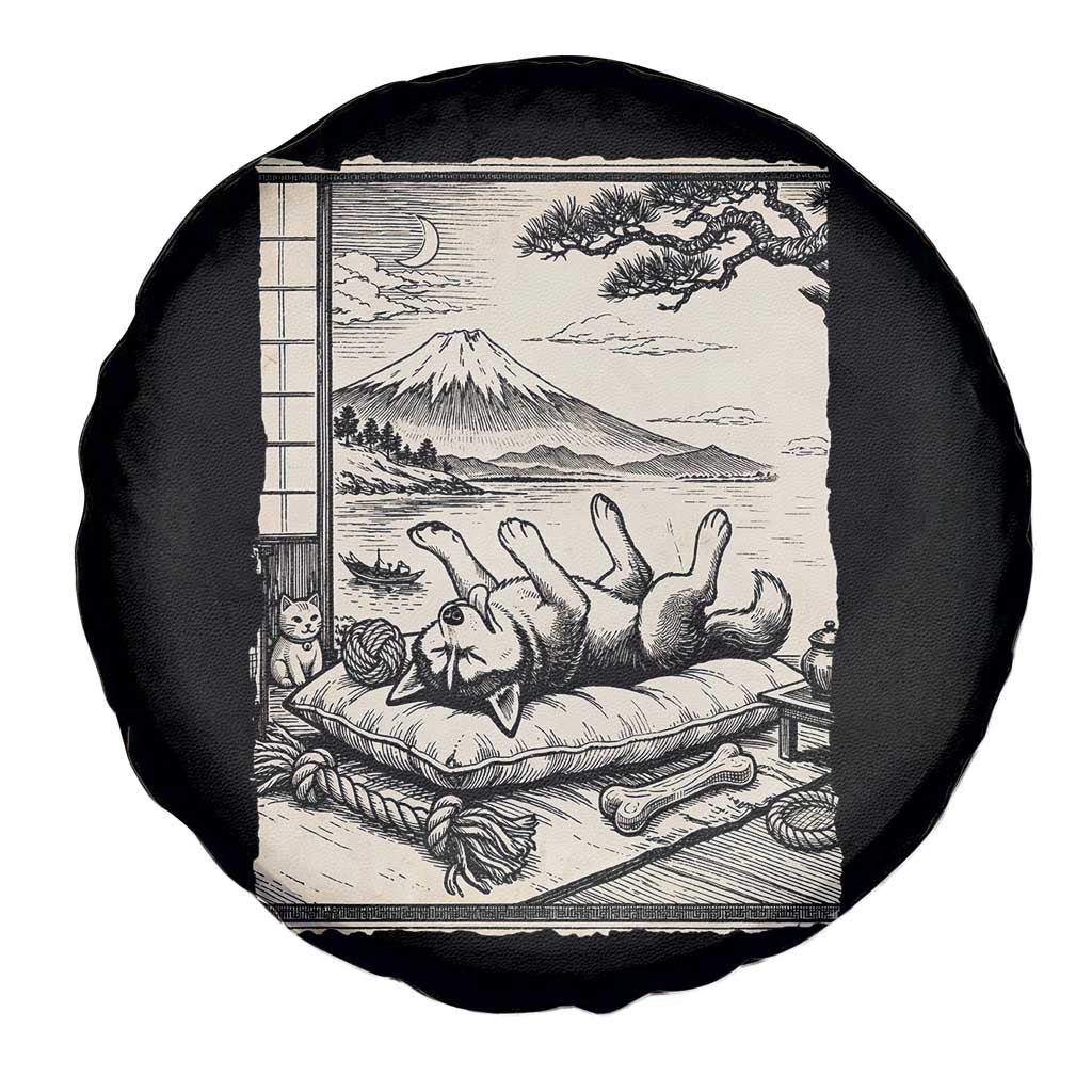 Vintage Japanese Ukiyoe Siberian Husky Spare Tire Cover Cute Sleeping Animal Gift TS12 Print Your Wear
