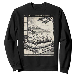 Vintage Japanese Ukiyoe Siberian Husky Sweatshirt Cute Sleeping Animal Gift TS12 Black Print Your Wear