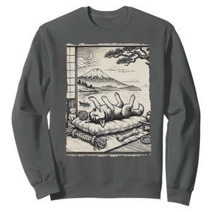 Vintage Japanese Ukiyoe Siberian Husky Sweatshirt Cute Sleeping Animal Gift TS12 Dark Heather Print Your Wear