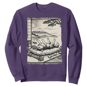 Vintage Japanese Ukiyoe Siberian Husky Sweatshirt Cute Sleeping Animal Gift TS12 Purple Print Your Wear