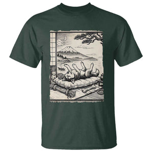 Vintage Japanese Ukiyoe Siberian Husky T Shirt Cute Sleeping Animal Gift TS12 Dark Forest Green Print Your Wear