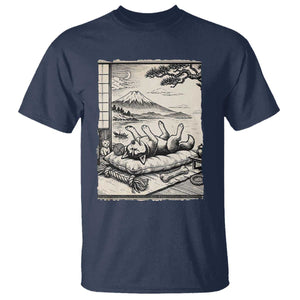 Vintage Japanese Ukiyoe Siberian Husky T Shirt Cute Sleeping Animal Gift TS12 Navy Print Your Wear