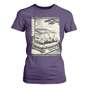 Vintage Japanese Ukiyoe Siberian Husky T Shirt For Women Cute Sleeping Animal Gift TS12 Purple Print Your Wear