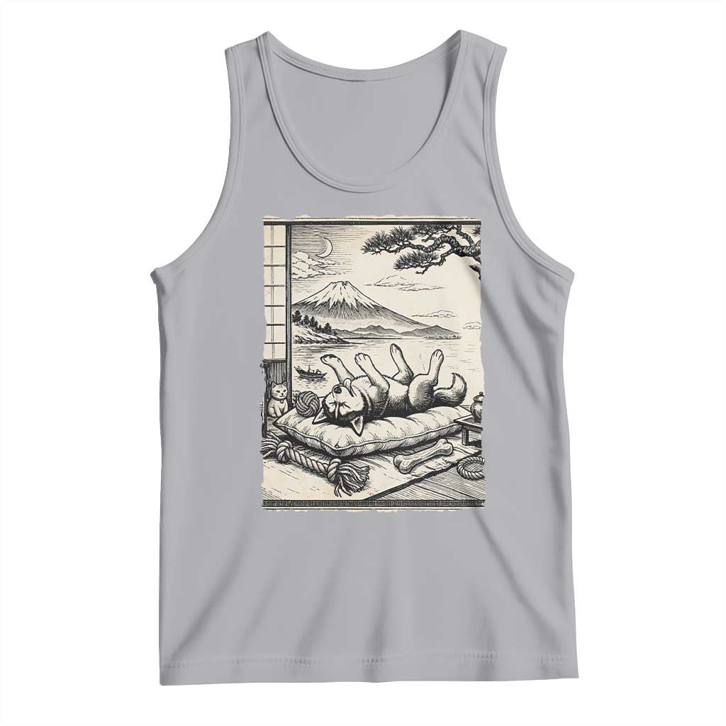 Vintage Japanese Ukiyoe Siberian Husky Tank Top Cute Sleeping Animal Gift TS12 Athletic Heather Print Your Wear