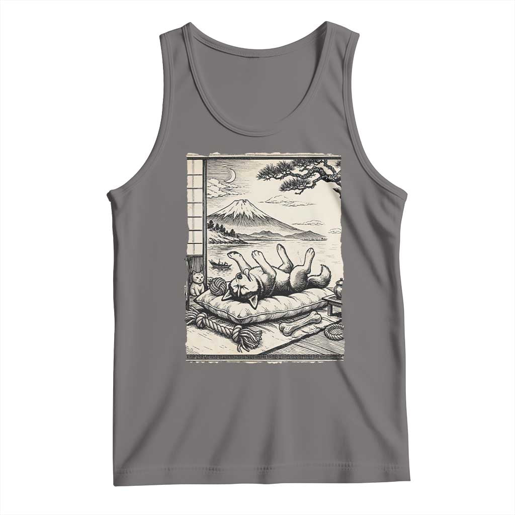Vintage Japanese Ukiyoe Siberian Husky Tank Top Cute Sleeping Animal Gift TS12 Deep Heather Print Your Wear