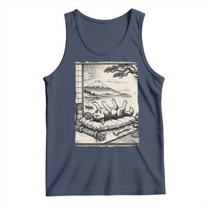Vintage Japanese Ukiyoe Siberian Husky Tank Top Cute Sleeping Animal Gift TS12 Navy Print Your Wear