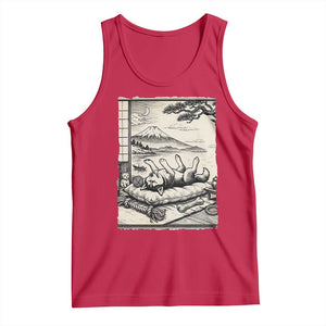 Vintage Japanese Ukiyoe Siberian Husky Tank Top Cute Sleeping Animal Gift TS12 Red Print Your Wear