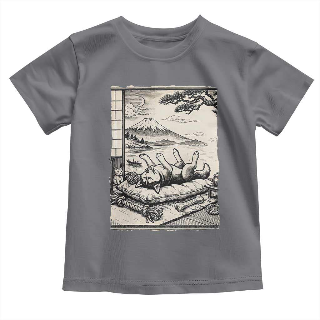 Vintage Japanese Ukiyoe Siberian Husky Toddler T Shirt Cute Sleeping Animal Gift TS12 Charcoal Print Your Wear