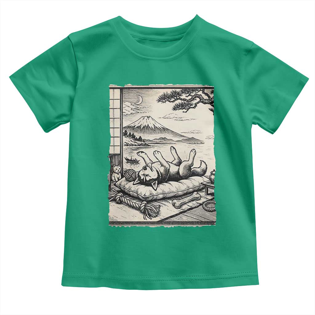 Vintage Japanese Ukiyoe Siberian Husky Toddler T Shirt Cute Sleeping Animal Gift TS12 Irish Green Print Your Wear