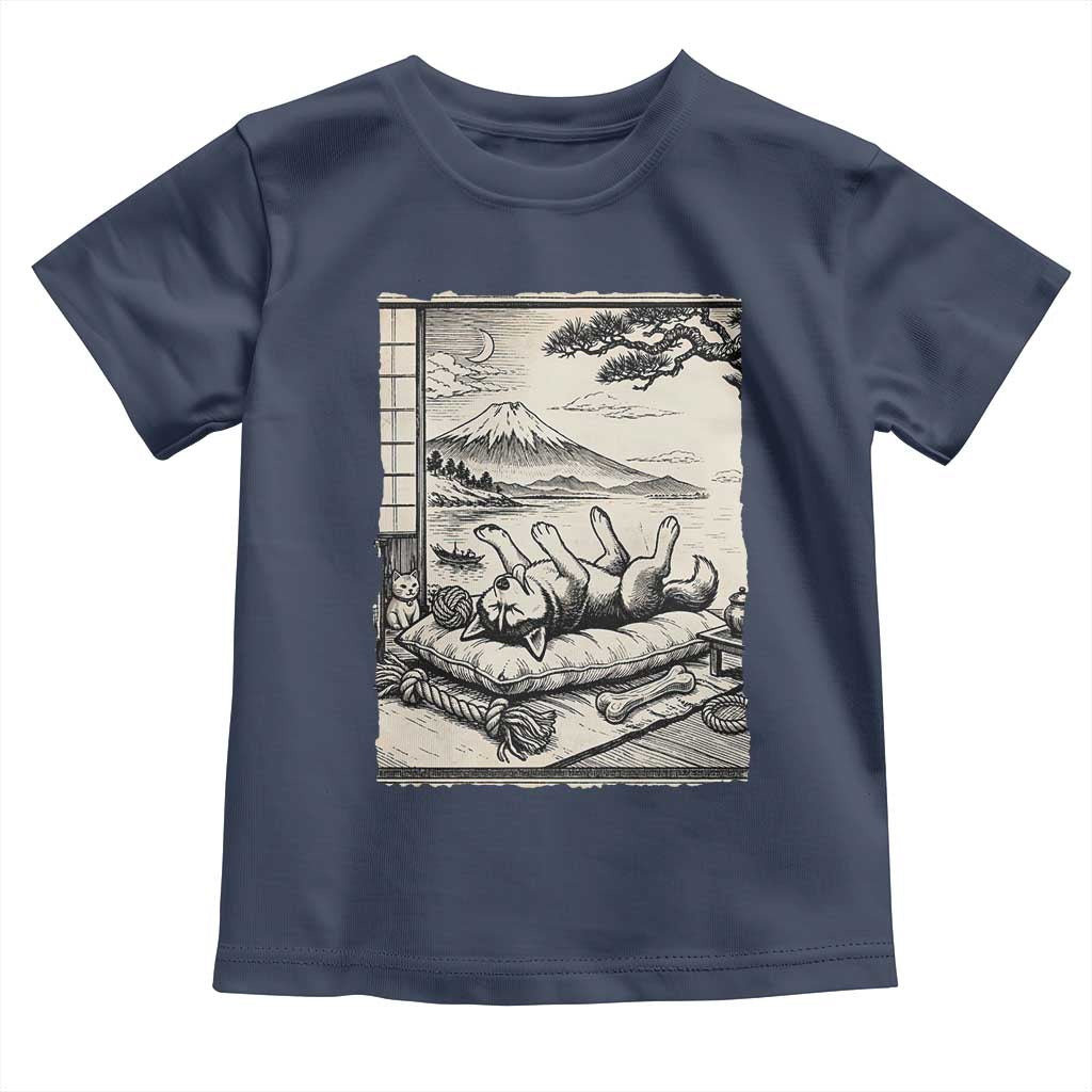 Vintage Japanese Ukiyoe Siberian Husky Toddler T Shirt Cute Sleeping Animal Gift TS12 Navy Print Your Wear