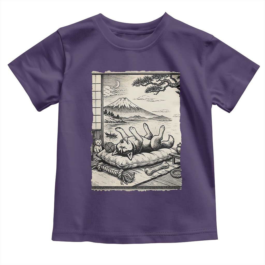 Vintage Japanese Ukiyoe Siberian Husky Toddler T Shirt Cute Sleeping Animal Gift TS12 Purple Print Your Wear