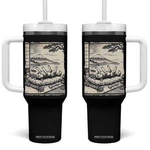 Vintage Japanese Ukiyoe Siberian Husky Tumbler With Handle Cute Sleeping Animal Gift TS12 One Size: 40 oz Black Print Your Wear