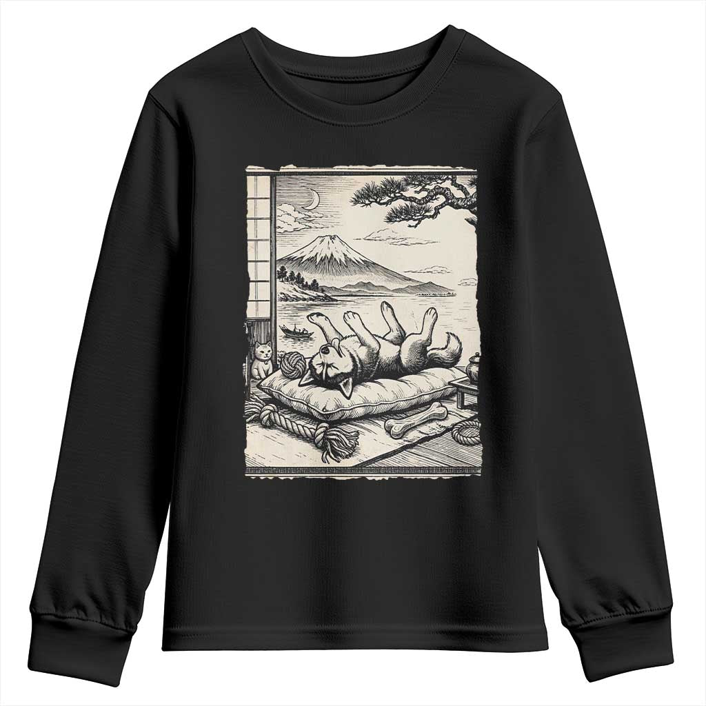 Vintage Japanese Ukiyoe Siberian Husky Youth Sweatshirt Cute Sleeping Animal Gift TS12 Black Print Your Wear