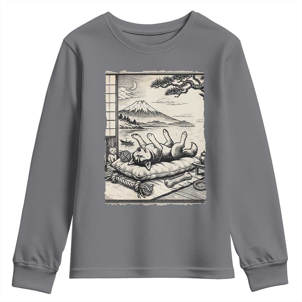 Vintage Japanese Ukiyoe Siberian Husky Youth Sweatshirt Cute Sleeping Animal Gift TS12 Charcoal Print Your Wear