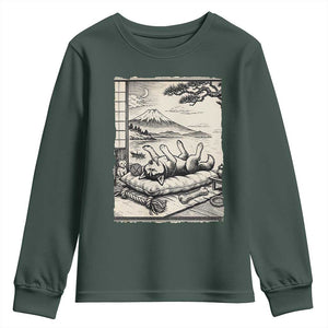 Vintage Japanese Ukiyoe Siberian Husky Youth Sweatshirt Cute Sleeping Animal Gift TS12 Dark Forest Green Print Your Wear