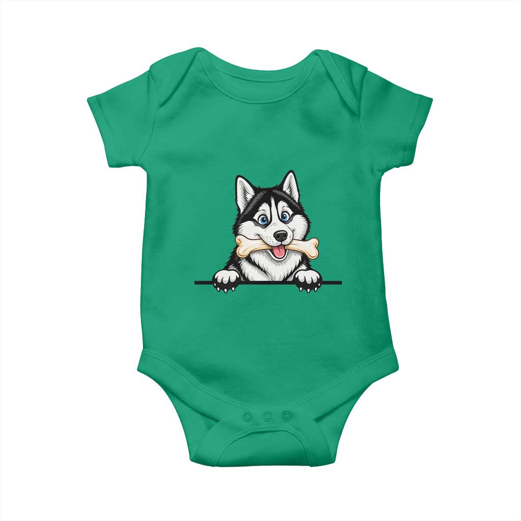 Cute Siberian Husky Puppy Baby Onesie Chewing Bone Meme TS12 Irish Green Print Your Wear