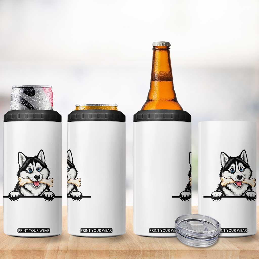 Cute Siberian Husky Puppy 4 in 1 Can Cooler Tumbler Chewing Bone Meme TS12 Print Your Wear