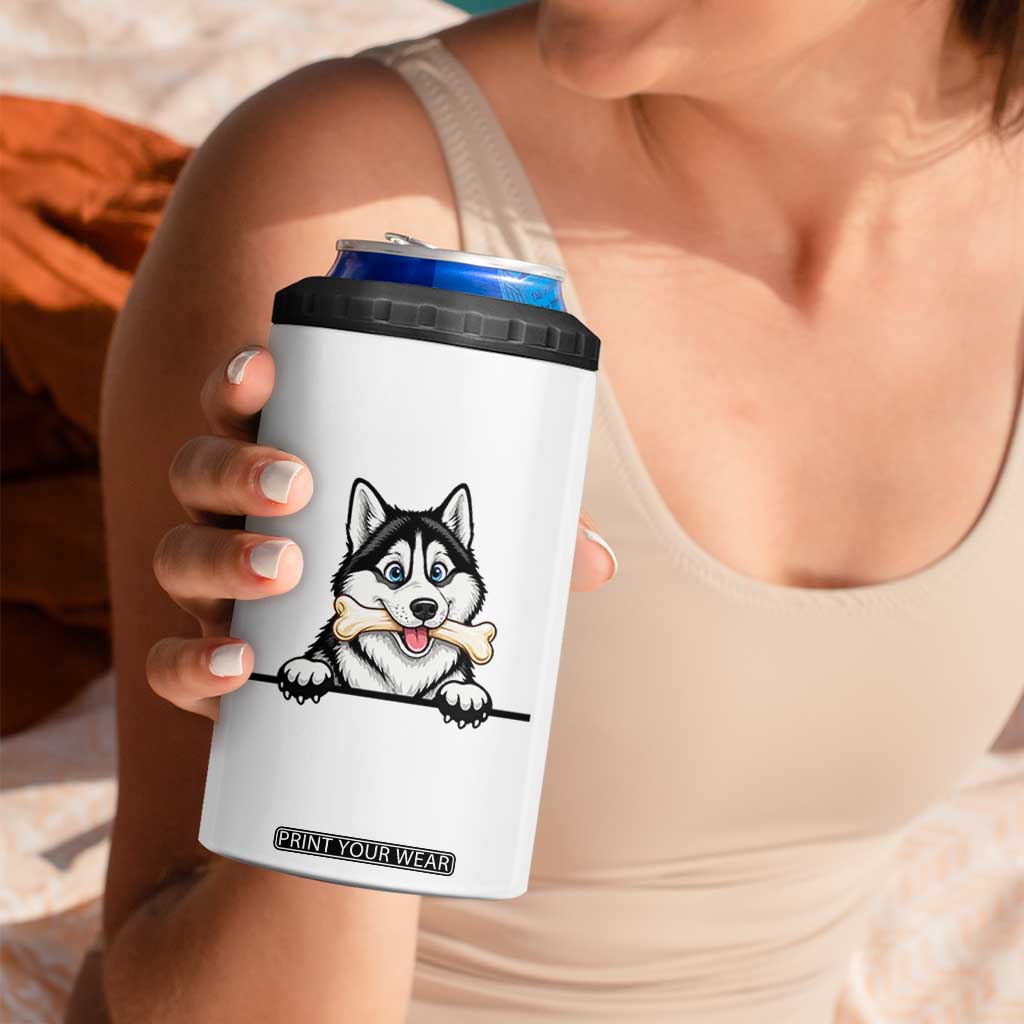 Cute Siberian Husky Puppy 4 in 1 Can Cooler Tumbler Chewing Bone Meme TS12 Print Your Wear