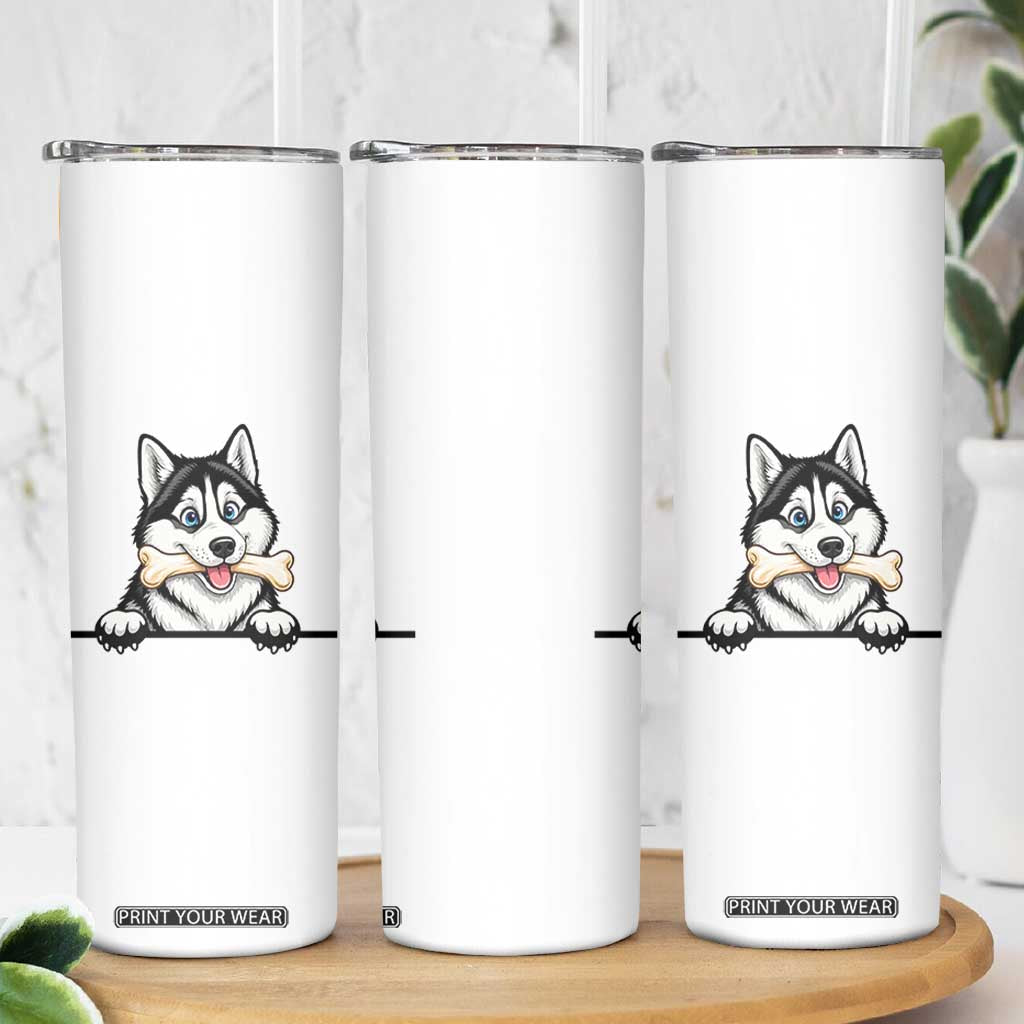 Cute Siberian Husky Puppy Skinny Tumbler Chewing Bone Meme TS12 Print Your Wear