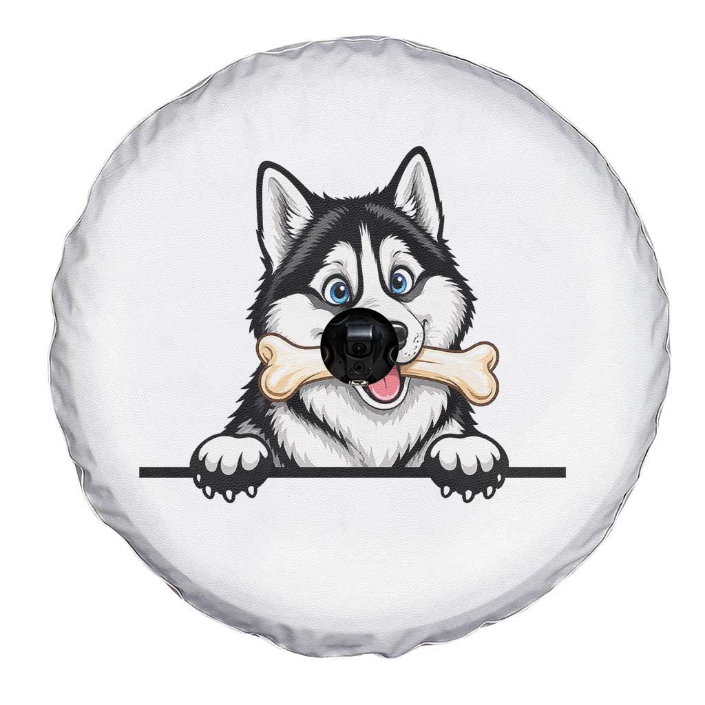 Cute Siberian Husky Puppy Spare Tire Cover Chewing Bone Meme TS12 Print Your Wear