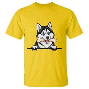 Cute Siberian Husky Puppy T Shirt Chewing Bone Meme TS12 Daisy Print Your Wear