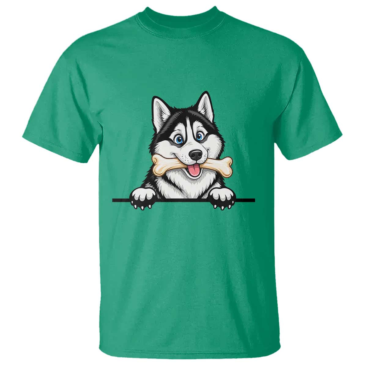 Cute Siberian Husky Puppy T Shirt Chewing Bone Meme TS12 Irish Green Print Your Wear