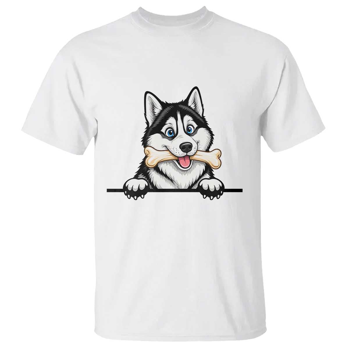 Cute Siberian Husky Puppy T Shirt Chewing Bone Meme TS12 White Print Your Wear