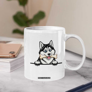 Cute Siberian Husky Puppy Coffee Mug Chewing Bone Meme TS12 Print Your Wear