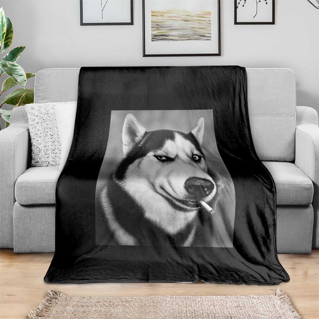 Smoking Siberian Husky Meme Throw Blanket Funny Dog Face Gift For Dog Lovers TS12 Print Your Wear