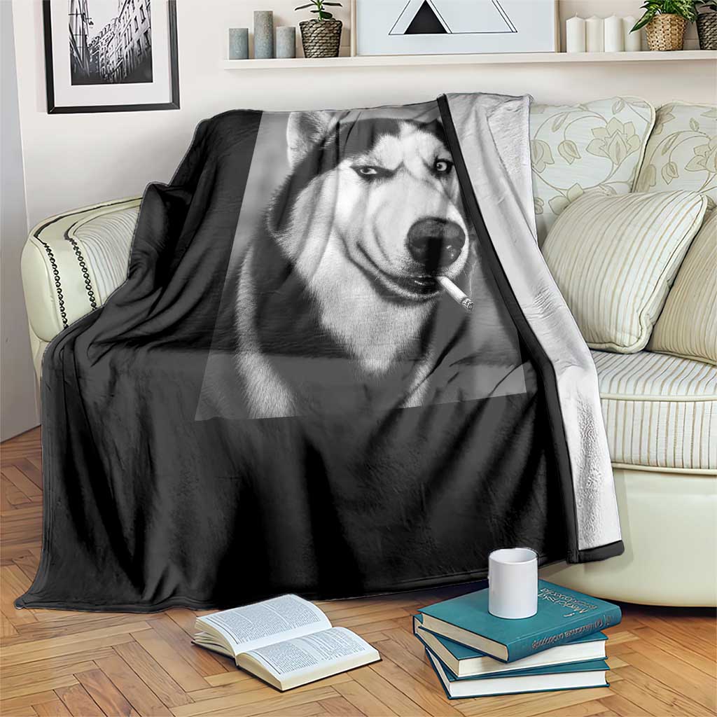 Smoking Siberian Husky Meme Throw Blanket Funny Dog Face Gift For Dog Lovers TS12 Print Your Wear