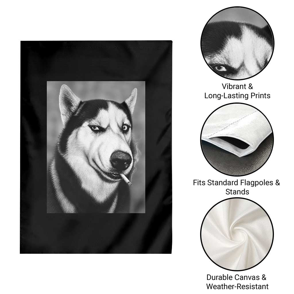 Smoking Siberian Husky Meme Garden Flag Funny Dog Face Gift For Dog Lovers TS12 Print Your Wear