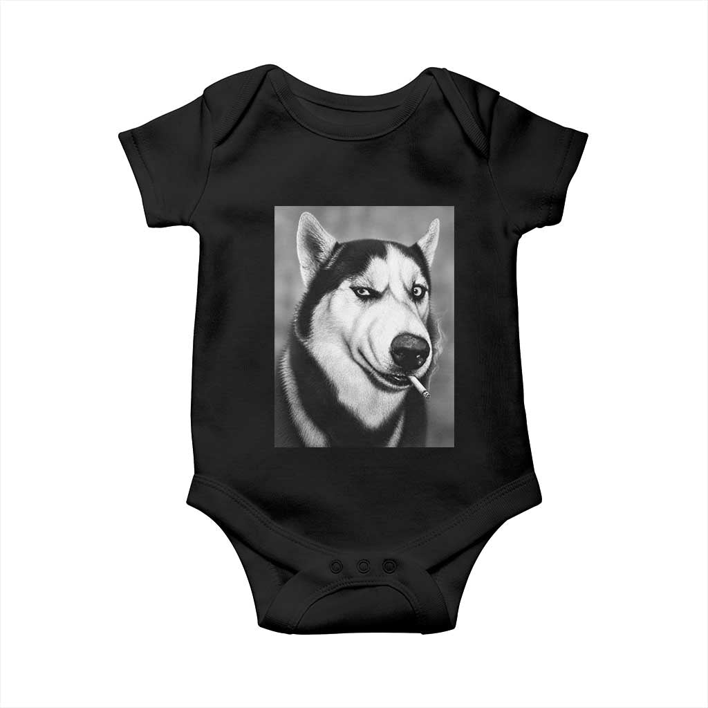 Smoking Siberian Husky Meme Baby Onesie Funny Dog Face Gift For Dog Lovers TS12 Black Print Your Wear