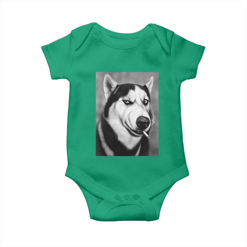 Smoking Siberian Husky Meme Baby Onesie Funny Dog Face Gift For Dog Lovers TS12 Irish Green Print Your Wear