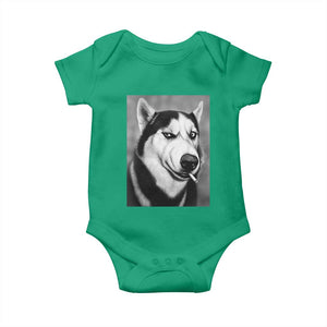Smoking Siberian Husky Meme Baby Onesie Funny Dog Face Gift For Dog Lovers TS12 Irish Green Print Your Wear