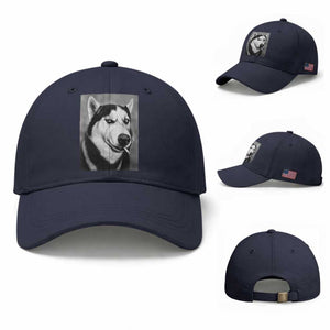 Smoking Siberian Husky Meme Baseball Cap Funny Dog Face Gift For Dog Lovers TS12 Baseball Cap Universal Fit Navy Print Your Wear