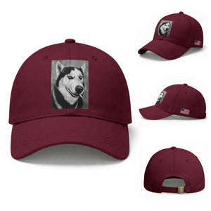 Smoking Siberian Husky Meme Baseball Cap Funny Dog Face Gift For Dog Lovers TS12 Baseball Cap Universal Fit Maroon Print Your Wear
