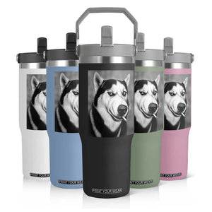 Smoking Siberian Husky Meme Flip Straw Tumbler Funny Dog Face Gift For Dog Lovers TS12 Print Your Wear