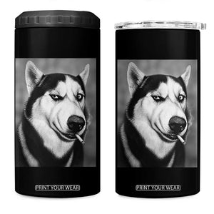 Smoking Siberian Husky Meme 4 in 1 Can Cooler Tumbler Funny Dog Face Gift For Dog Lovers TS12 One Size: 16 oz Black Print Your Wear
