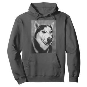 Smoking Siberian Husky Meme Hoodie Funny Dog Face Gift For Dog Lovers TS12 Dark Heather Print Your Wear