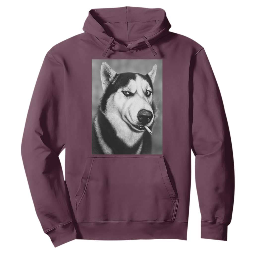 Smoking Siberian Husky Meme Hoodie Funny Dog Face Gift For Dog Lovers TS12 Maroon Print Your Wear