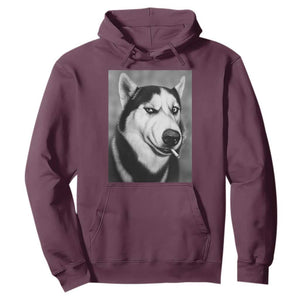 Smoking Siberian Husky Meme Hoodie Funny Dog Face Gift For Dog Lovers TS12 Maroon Print Your Wear