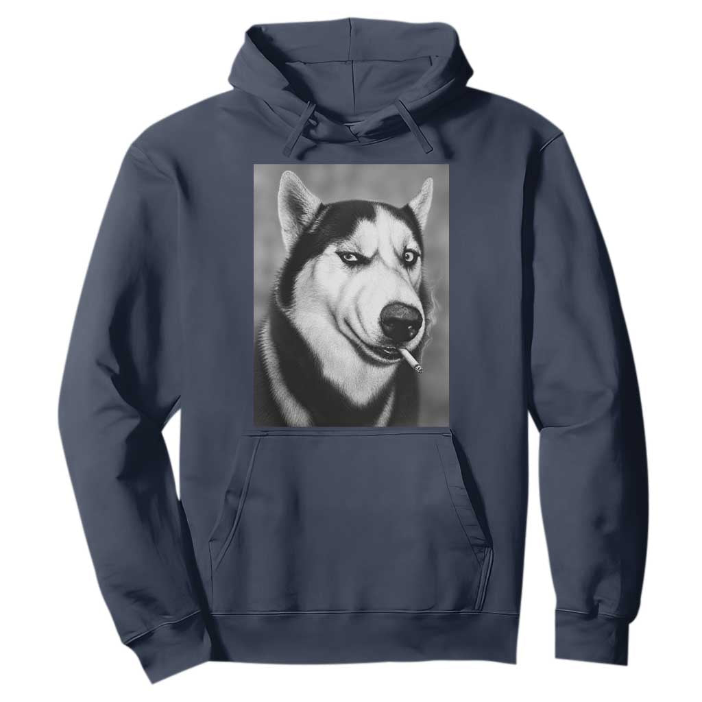 Smoking Siberian Husky Meme Hoodie Funny Dog Face Gift For Dog Lovers TS12 Navy Print Your Wear