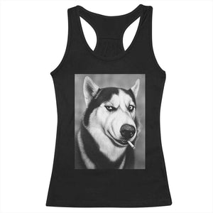 Smoking Siberian Husky Meme Racerback Tank Top Funny Dog Face Gift For Dog Lovers TS12 Black Print Your Wear