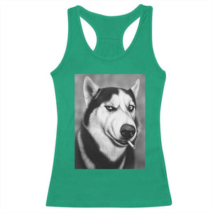 Smoking Siberian Husky Meme Racerback Tank Top Funny Dog Face Gift For Dog Lovers TS12 Irish Green Print Your Wear