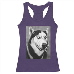 Smoking Siberian Husky Meme Racerback Tank Top Funny Dog Face Gift For Dog Lovers TS12 Purple Print Your Wear