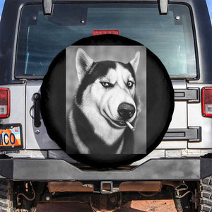 Smoking Siberian Husky Meme Spare Tire Cover Funny Dog Face Gift For Dog Lovers TS12 No hole Black Print Your Wear